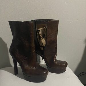Brown High Heel Ankle Boots